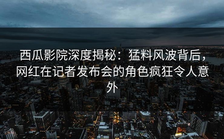 西瓜影院深度揭秘：猛料风波背后，网红在记者发布会的角色疯狂令人意外