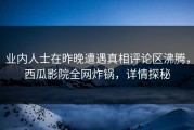 业内人士在昨晚遭遇真相评论区沸腾，西瓜影院全网炸锅，详情探秘