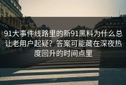 91大事件线路里的新91黑料为什么总让老用户起疑？答案可能藏在深夜热度回升的时间点里